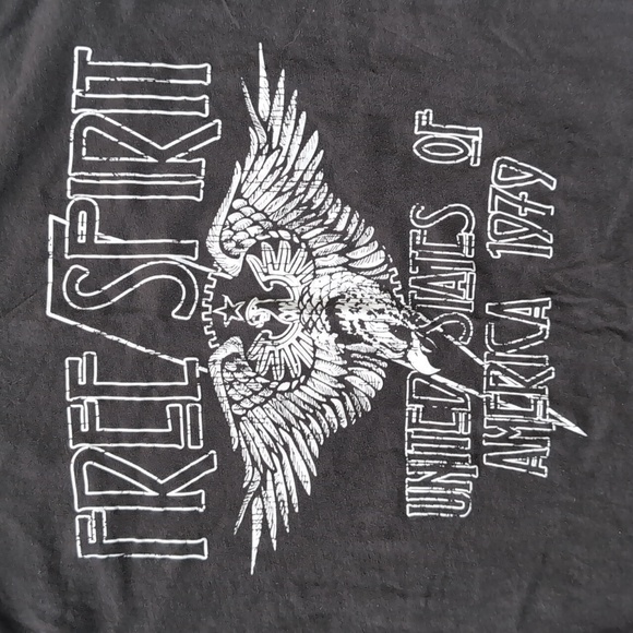 Free Spirit USA Eagle Graphic Tee Top Charcoal size M - Picture 3 of 5